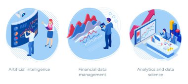 Isometric web iş konsepti finansal yönetim, muhasebe, analiz, denetim, finansal rapor. Vergi denetleme süreci. Belgeler, grafikler, grafikler, planlayıcı, takvim, rapor.