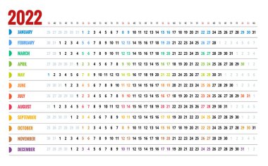 2022 Takvim Planlayıcısı. 2022 için takvim şablonu. Fotoğraf, Logonuz ve Metinleriniz İçin Yer Yazdırma Şablonu. Şirket ve iş yatay takvimi.