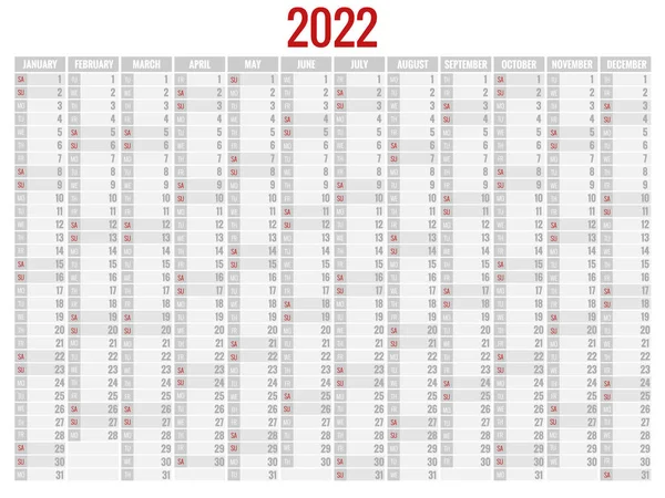 Планувальник календарів на 2022 рік. Шаблон календаря для 2022 року. Дизайн канцелярського приладдя Друкувати шаблон з місцем для фотографії, вашим логотипом та текстом. Корпоративний та діловий вертикальний календар . — стоковий вектор
