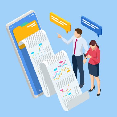 Veri Analizi, İş İstatistik, Yönetim, Danışmanlık ve Pazarlama için Isometric Expert Ekibi. B2B 'de. Ticari istihbarat analizleri için veri ve anahtar performans göstergeleri