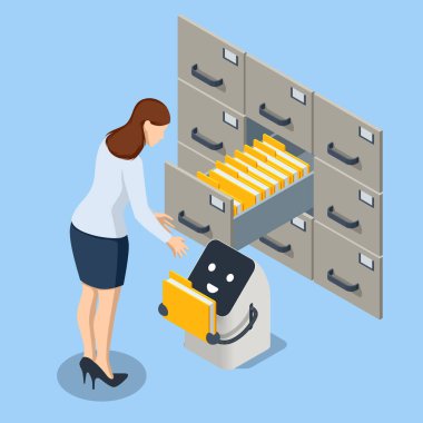 İzometrik yapay zeka robotu veri tabanı kavramında yardımcı oluyor. Yapay zeka bilgiye erişim sağlar