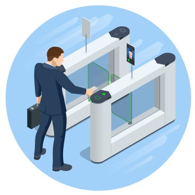 Isometric Turnstile. Erişim kontrol ekipmanları. Manyetik kart erişim turnikeleri. Elektronik turnike. Otomatik kontrol noktası. Bina güvenliği