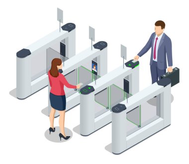 Isometric Turnstile. Erişim kontrol ekipmanları. Manyetik kart erişim turnikeleri. Elektronik turnike. Otomatik kontrol noktası. Bina güvenliği