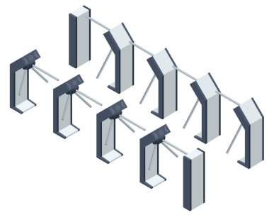 Isometric Turnstile. Erişim kontrol ekipmanları. Manyetik kart erişim turnikeleri. Elektronik turnike. Otomatik kontrol noktası. Bina güvenliği