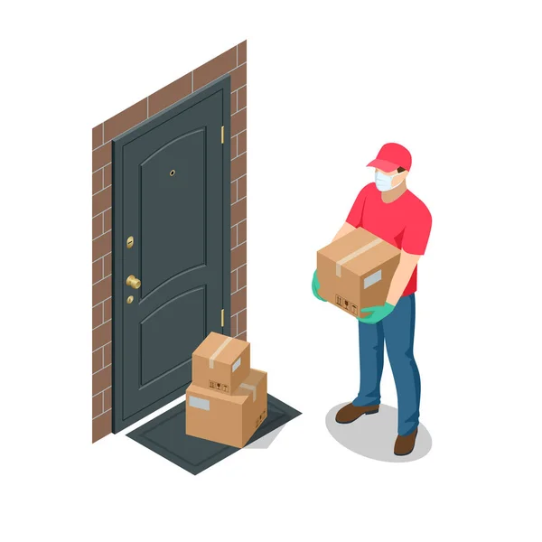 Isometric Logistics and Delivery concept. Delivery home and office. City logistics. — Stock Vector