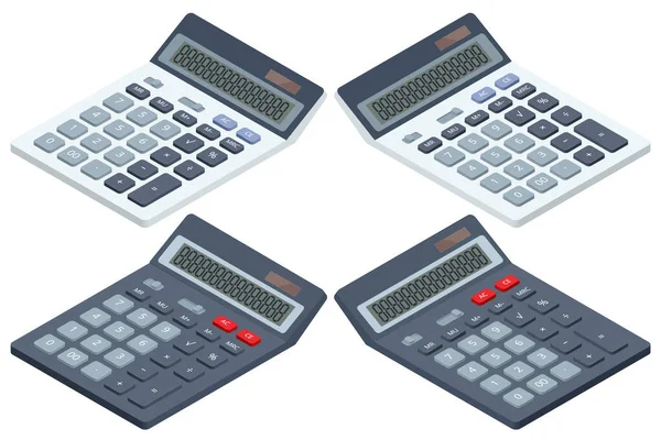 Calculadora digital isométrica sobre fundo branco. Calculadora de escritório —  Vetores de Stock