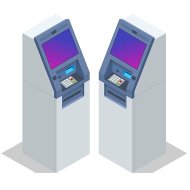 Bir bankanın Isome ATM servis makinesi. Otomatik veznedar makinesi. Para makinesi.