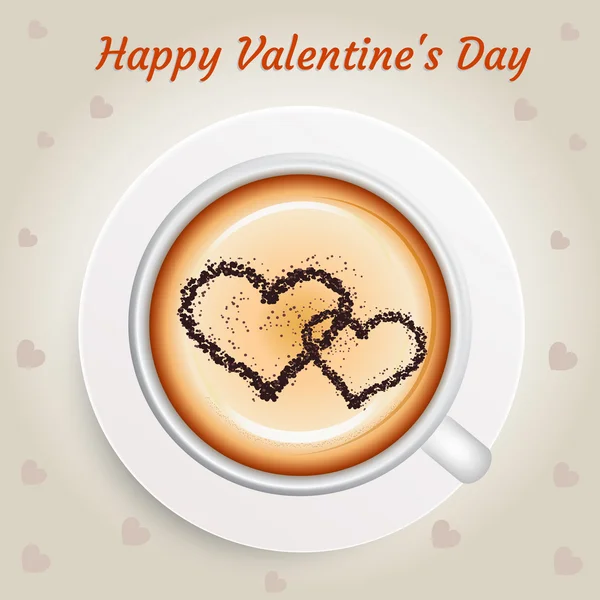 ホット コーヒーとバレンタイン当日概念の背景 — ストックベクタ