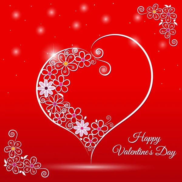 Happy Valentine's Day lettering Greeting Card on red background, vector illustration — Stock Vector