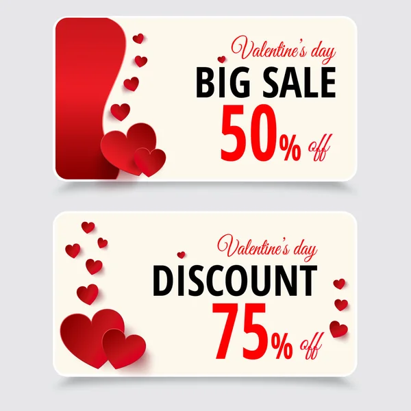 Set van tags met korting voor valentines day — Stockvector