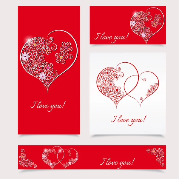 Love You Valentine's Day Greeting card - vector illustration — Stock Vector