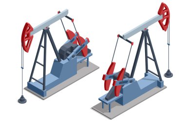 Isometric petrol endüstrisi pompa hattı, depolama tankı, boru hattı, çöldeki rafineri ekipmanları. Petrol çıkarma, enerji üretimi, sanayi, yakıt arzı, kaynak ekonomisi, fosil enerji