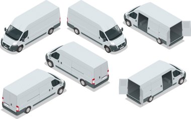 Truck for transportation cargo. Van for the carriage of cargo. Delivery car. Vector isometric illustration clipart
