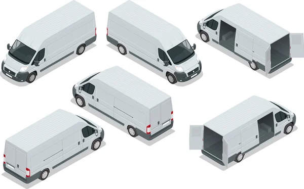 Camion pour le transport de marchandises. Van pour le transport de marchandises. Voiture de livraison. Illustration isométrique vectorielle — Image vectorielle