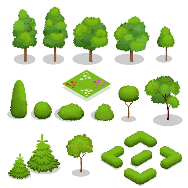 Izometrické vektor stromy prvky krajiny design. — Stockový vektor