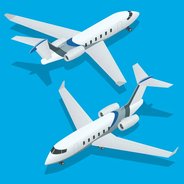 Business aircraft. Corporate jet. Airplane. Private jets. Flat 3d Isometric vector illustration for infographics — Stock Vector