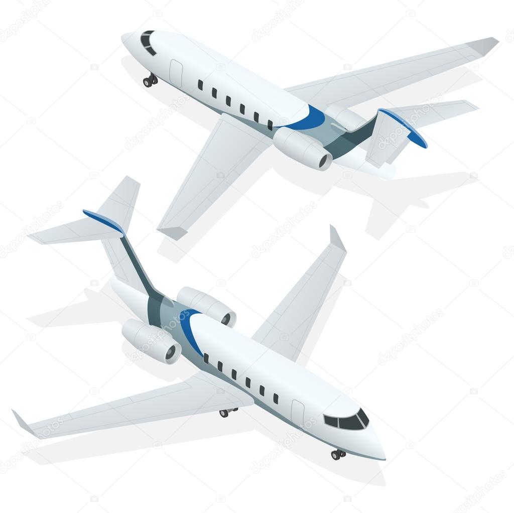 Business aircraft. Corporate jet. Airplane. Private jets. Flat 3d Isometric vector illustration for infographics