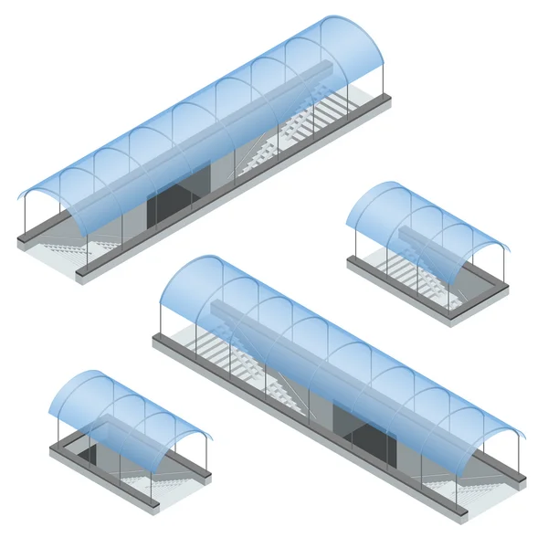 Isometric pedestrian subway under the highway. Underground passage — Stok Vektör