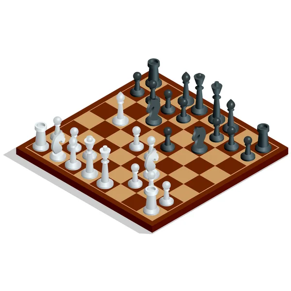 Chess board, chess game. Chess on chessboard. Winning concept. Flat 3d vector isometric illustration — Stockový vektor