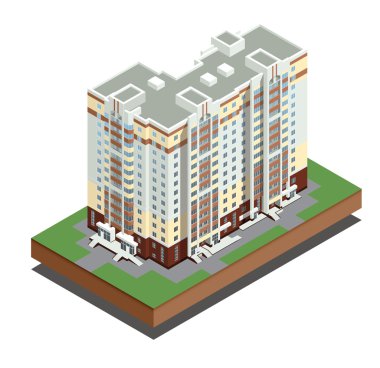 Isometric buildings real estate - city buildings - Residential house - decorative icons set - isolated vector illustration - architecture