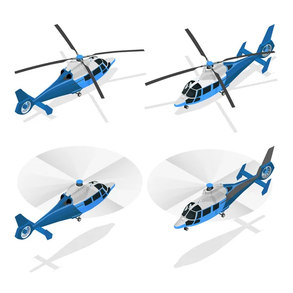 Helicopters isolated on white - flat 3d vector isometric illustration — Stock vektor