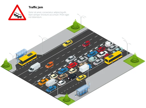 Isometric pedestrian subway with a lift under the highway. Set of the isometric pedestrian subway with a lift, bus, sedan, taxi, mini, ambulance and bus stop. Vector illustration. — Stock Vector