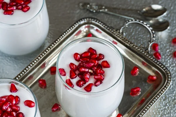 Mascarpone mousse dessert with pomegranate