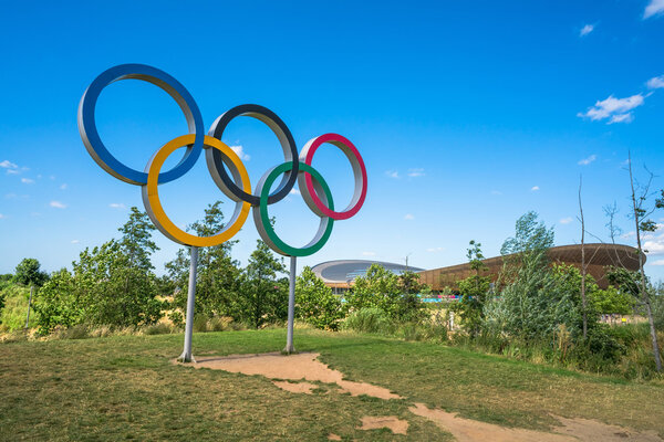 The Olympic Games symbol in the new Queen Elizabeth Olympic Park