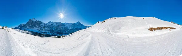 Peisaj Iarnă Vârfuri Acoperite Zăpadă Văzut Din Primul Munte Din — Fotografie, imagine de stoc