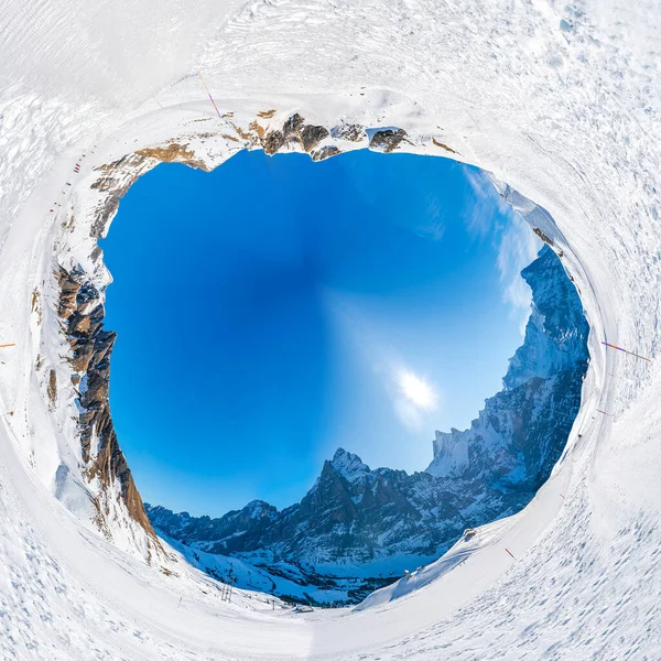 Vista Panoramica 360 Gradi Del Paesaggio Invernale Con Cime Innevate — Foto Stock