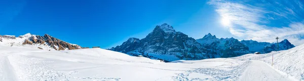 Peisaj Iarnă Vârfuri Acoperite Zăpadă Văzut Din Primul Munte Din — Fotografie, imagine de stoc