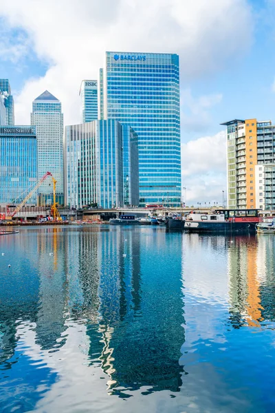 Londra Regno Unito Novembre 2020 Moderni Grattacieli Canary Wharf Centro — Foto Stock