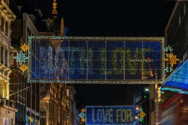 Londres Reino Unido Dezembro 2020 Este Natal Oxford Street Iluminado — Fotografia de Stock