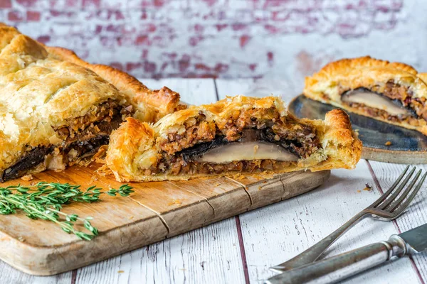 Vegan Houba Wellington Meruňkou Muňky Čočkou Nádivka — Stock fotografie