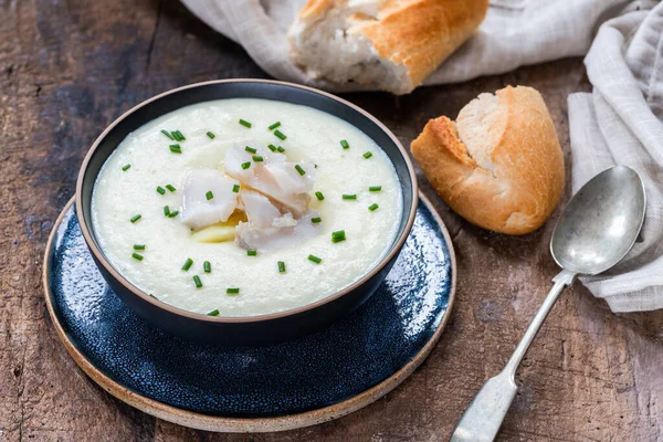 Cullen Skink Traditional Scottish Soup Made Smoked Haddock Potatoes Onions — Stock Photo, Image