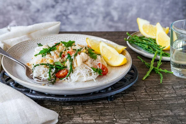 Crab Samphire Vermicelli Rice Noodles — Stock Photo, Image