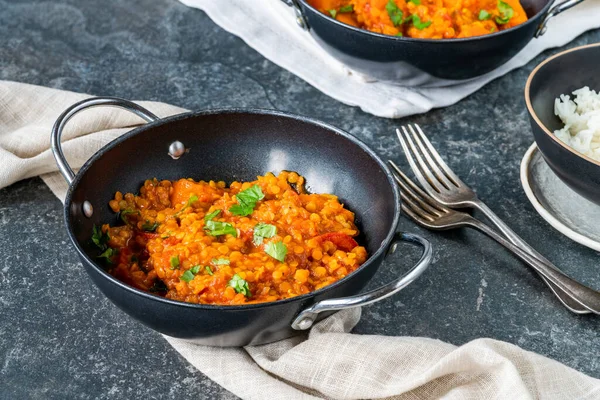 Indian Vegetarian Roșu Linte Dhal Curry — Fotografie, imagine de stoc