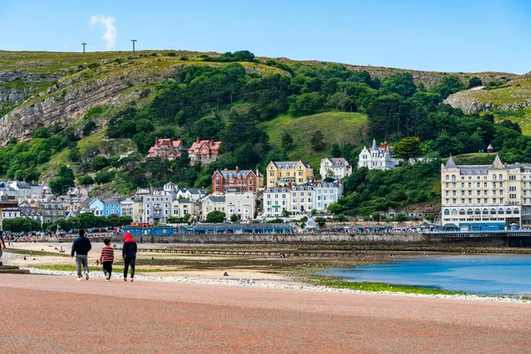 Llandudno Wales Julio 2021 Vista Del Paseo Marítimo Curvo Llandudno — Foto de Stock