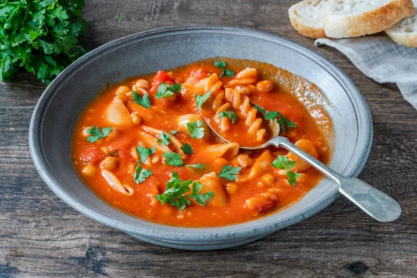 Tomate Năut Supă Paste — Fotografie, imagine de stoc