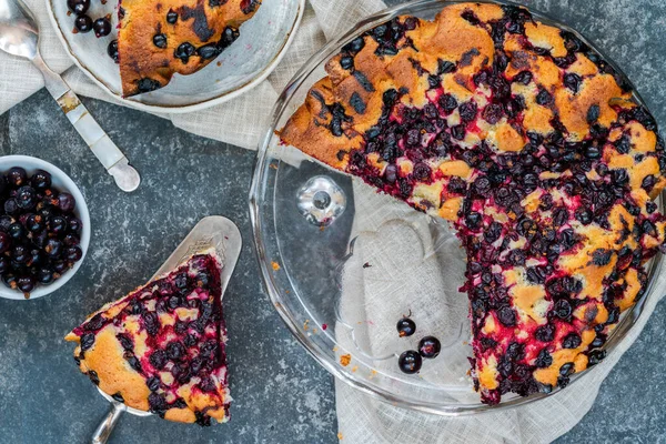 Black Currant Sponge Cake Overhead View — Stock Photo, Image