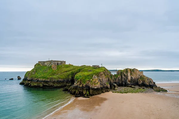 Playa Arena Isla Santa Catalina Tenby South Pembrokeshire Gales — Foto de Stock