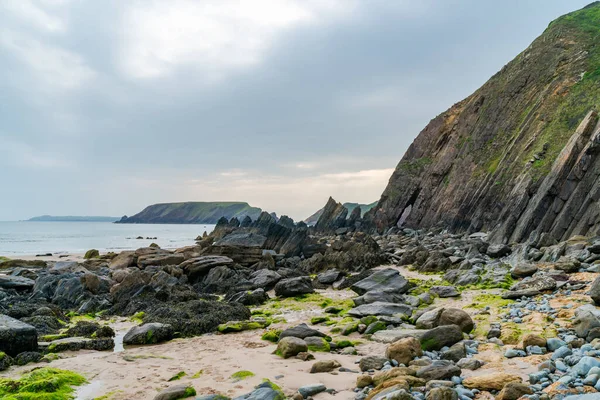 Marloes Sands Beach Con Formaciones Rocosas Gales — Foto de Stock