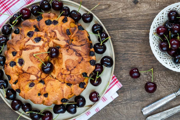 Torta Spagna Alla Ciliegia Nera Vista Aerea — Foto Stock