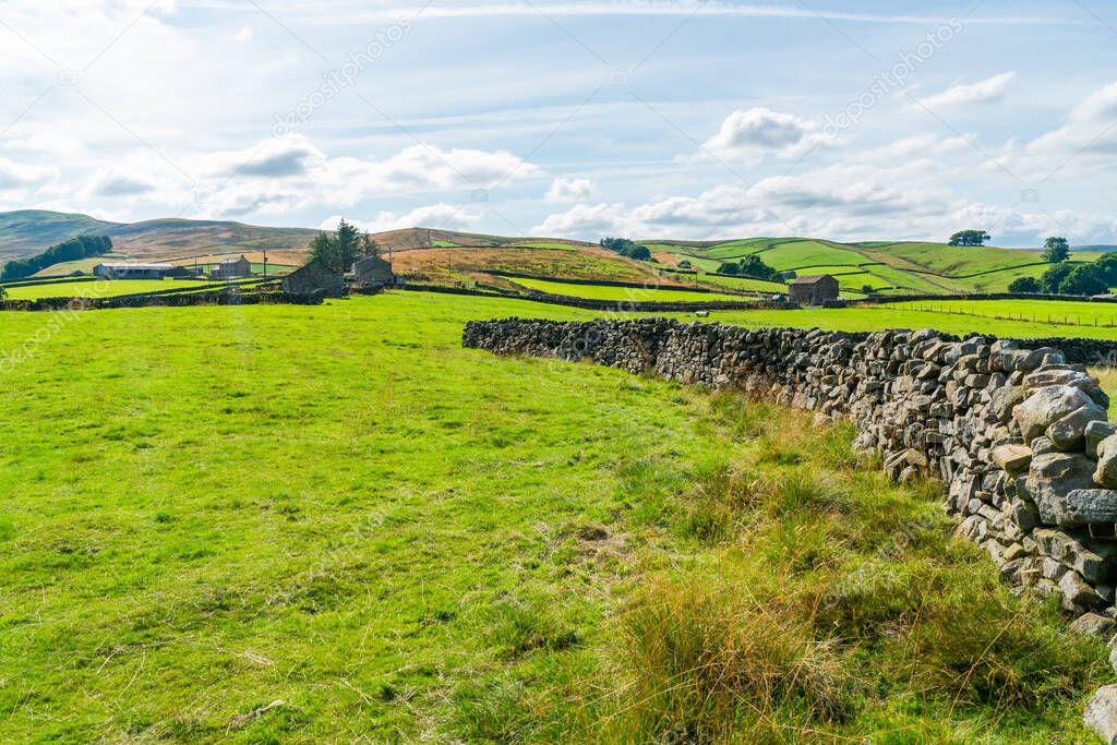 Beautiful rural landscape in Yorkshire Dales near Hawes, North Yorkshire, UK
