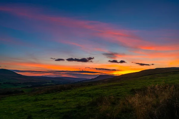 Beautiful Colorful Sunset Rural Landscape Yorkshire Dales North Yorkshire — Stock Photo, Image