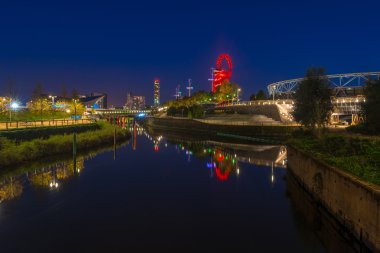 Night view of Queen Elizabeth Olympic Park - London, UK clipart