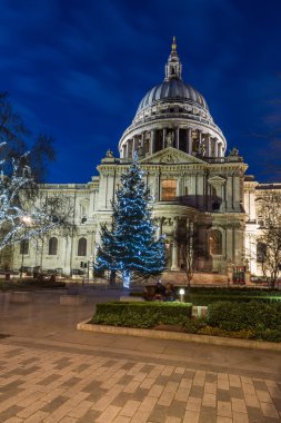 St Paul'ın Katedrali ile Noel ağacı, Londra, İngiltere