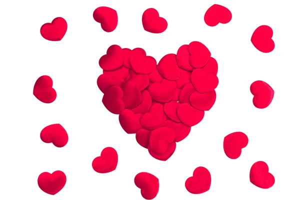Red hearts on white background — Stock Photo, Image
