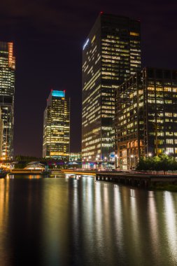 Gece görüş Canary Wharf, Londra, İngiltere