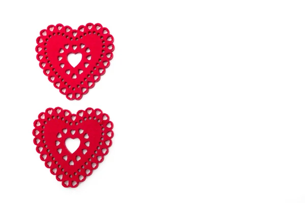 Red hearts on white background — Stock Photo, Image